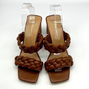 BCBGENERATION- Brown Braided Sounder Square Slip On Open Toe Sandals Size 8.5
